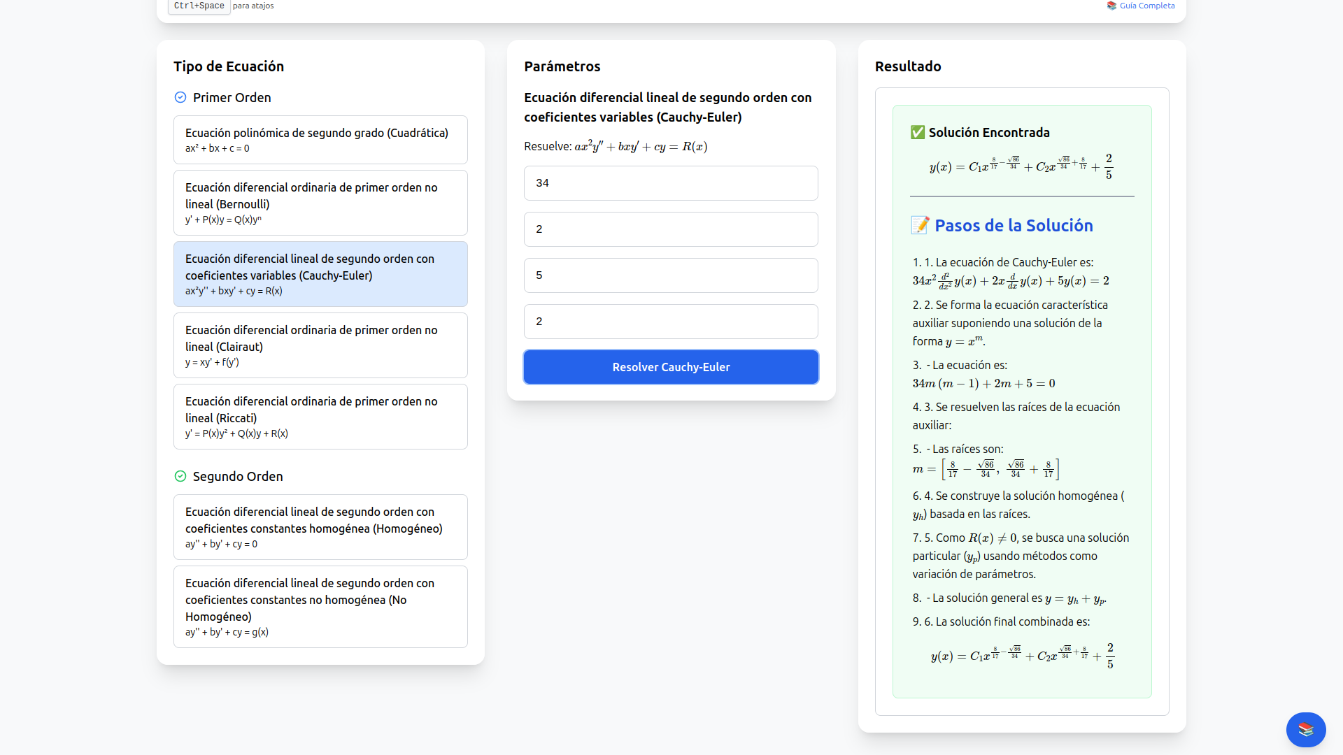 Math Solver Pro - Ecuaciones Diferenciales